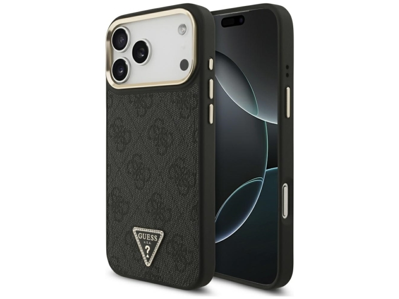 Guess 4G Triangle Logo Magsafe Cover Til Iphone 17 Pro Max - Sort/Guld