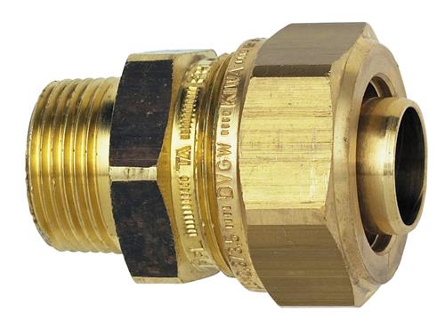 TA Komp. Overgang med nippel 3/4'' x 25x2,3 mm. Med støttebøsning til pex. Type TA 603