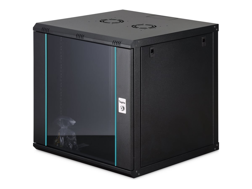 Digitus Dynamic-N Series - Kabinet - 600 X 600 Mm (Bxd), Umonteret - Vægmonterbar - Sort, Ral 9005 - 12U - 19"