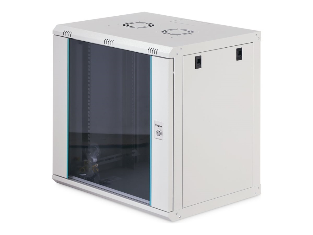 Digitus Wandgehäuse Dynamic-N Serie - 600X450 Mm (Bxt), Unmontiert, Wandmontiertes Regal, 12U, 60 Kg, Sperrschloss, Ablageschienen, Verbessertes Kabe