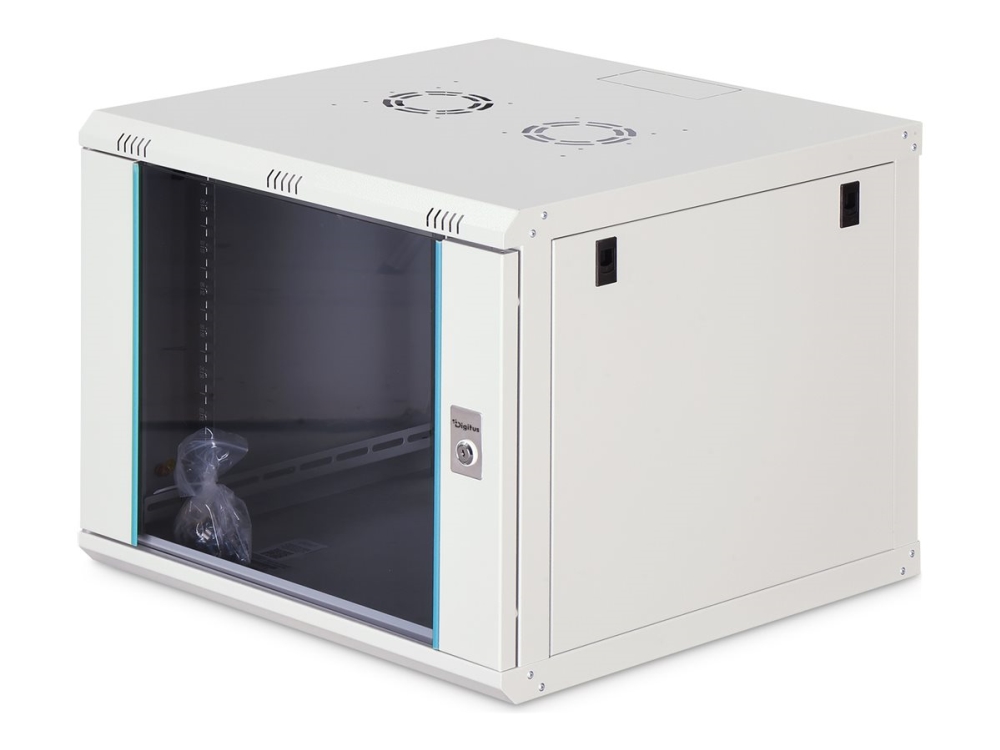 Digitus Wandgehäuse Dynamic-N Serie - 600X600 Mm (Bxt), Unmontiert, Wandmontiertes Regal, 9U, 60 Kg, Sperrschloss, Ablageschienen, Verbessertes Kabel
