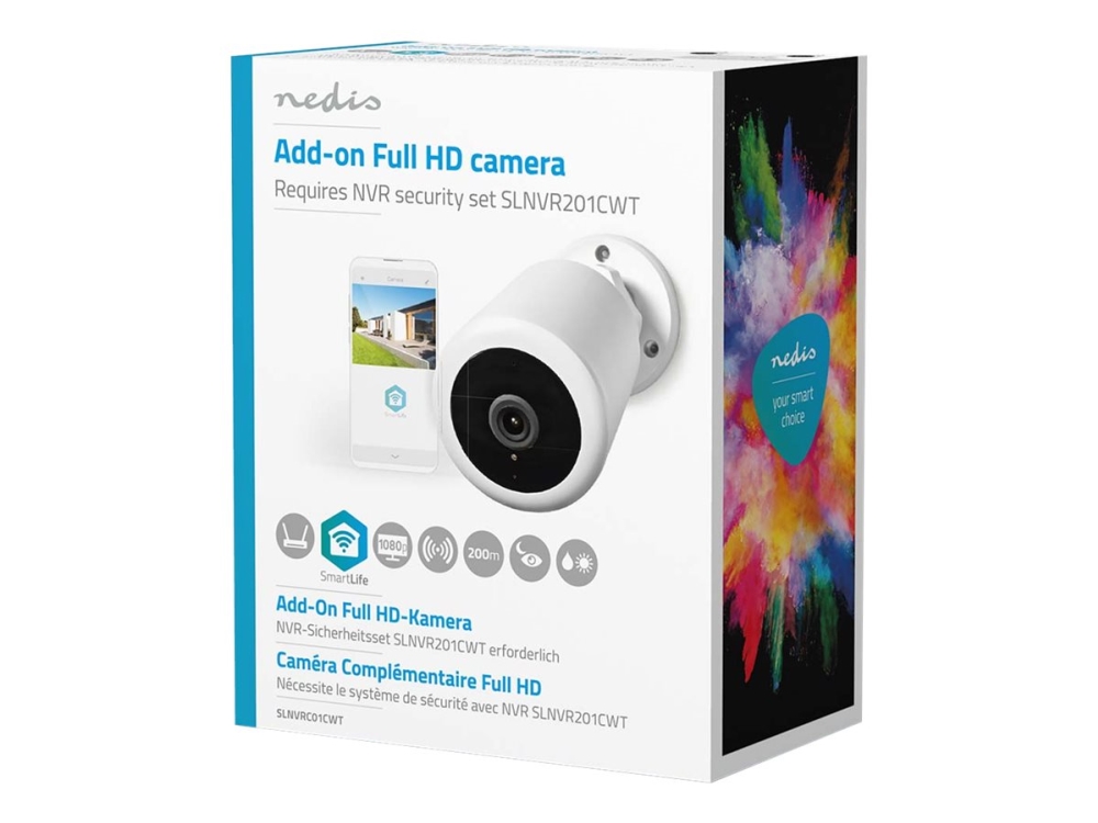 Nedis SmartLife - Nettverksovervåkingskamera - panorering / tipping - kule - utendørs - vanntett - farge (Dag og natt) - 3 MP - 2304 x 1296 - 1296p - lyd - trådløs - Wi-Fi - DC 5 V