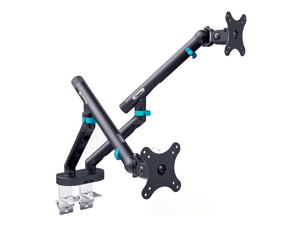 Digitus - Monteringssæt (Dobbelt Skærmmontering) - For 2 Buede / Flade Paneler - 2 X 10 Kg - Stål, Aluminium, Plastik - Sort - Skærmstørrelse: 35" -