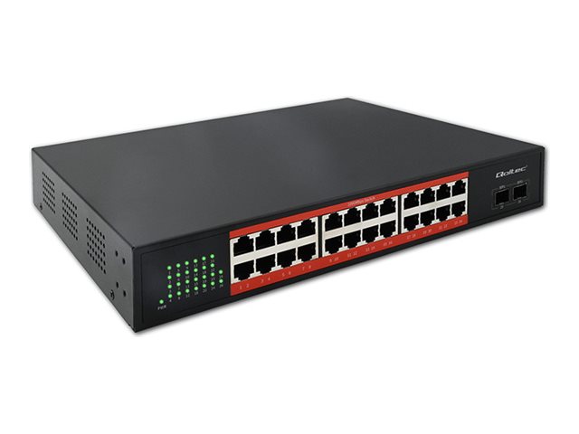 Qoltec Gigabit Ethernet Poe Switch | 24X Rj45 | 2X Sfp | 1000 Mbps