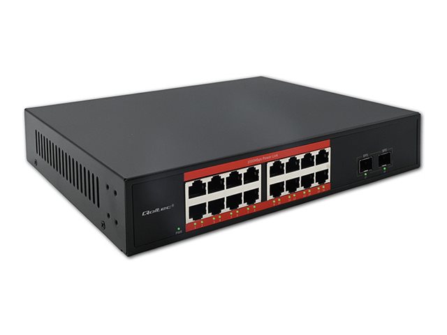 Qoltec Netzwerk Switch Gigabit Ethernet Poe | 16X Rj45 | 2X Sfp | 1000 Mbps