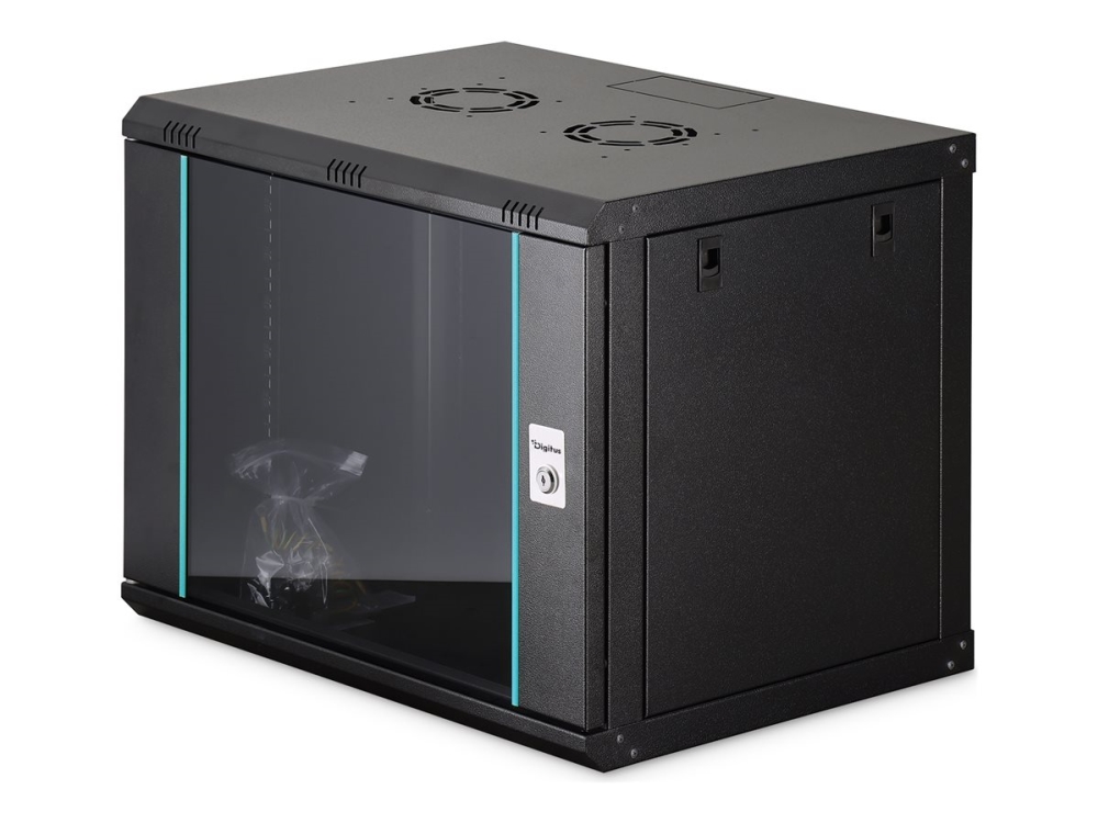 Digitus Netværksskab Med Én Sektion Digitus Dynamic 19" 9U, 600X450, Glasdør, Sort, Usamlet, 60 Kg