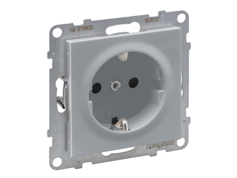 Legrand Steckdose Schuko Seano Al, Type F, Cee 7/3, Aluminium, Thermoplast, Mat, Ip20