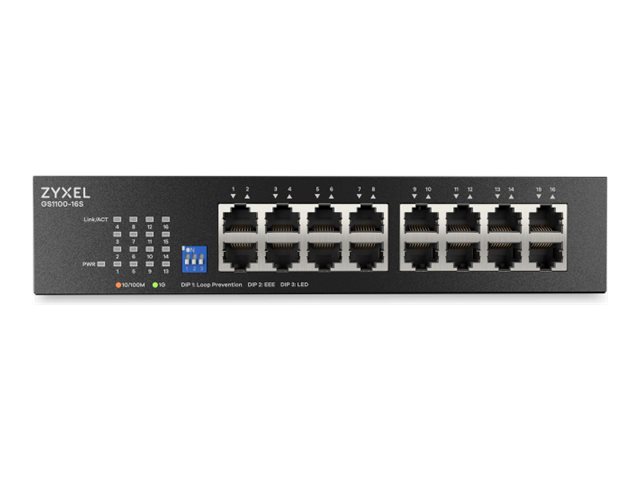 Zyxel Gs1100 Series Gs1100-16S - Switch - Ikke Administreret - 16 X Gigabit Ethernet - Monterbar På Stativ, Desktop, Væg-Monterbar - For P/N: Gs1100-