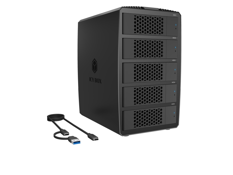 Icy Box System-raid dla 5 hdd 2,5/3,5 sata, ib-rd3705-cu3 raid 0,1,10,3,5, single, large, clone