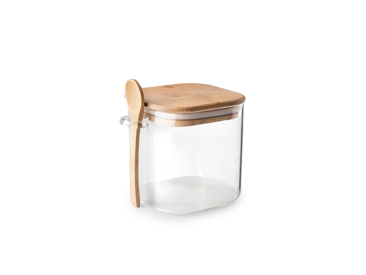 Ibili 688608, Kaffebeholder, 0,8 L, Glas, Transparent, Aftageligt låg, Firkant