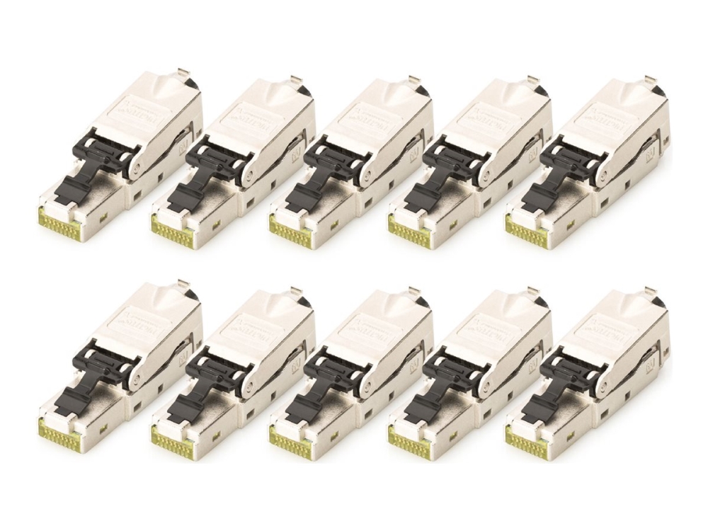 DIGITUS - Netværk-konnektor - RJ-45 (han) - STP - 5 - 9 mm - CAT 6a - IEEE 802.3at - støvhette, 10 Gigabit Ethernet, PROFINET (pakke med 10)