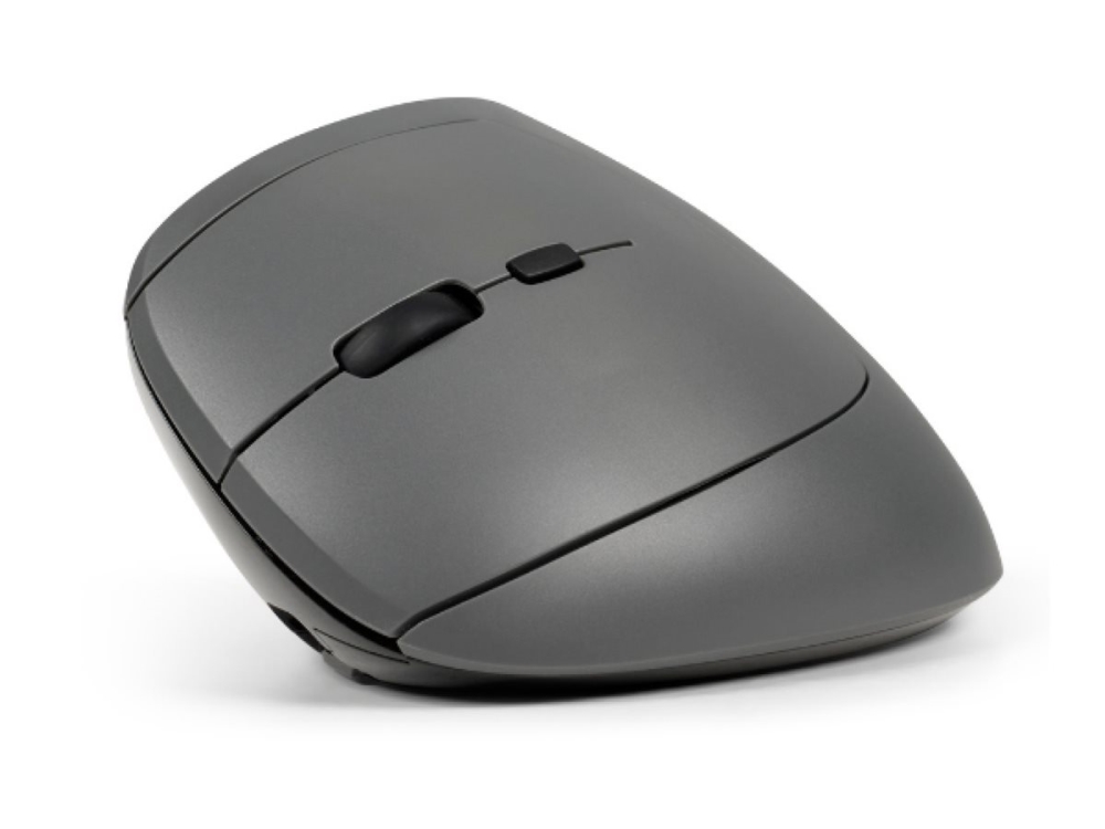 Bakkerelkhuizen Midway Mouse Left, Linkshändig, Vertikale Ausführung, Optisch, Rf Wireless + Bluetooth + Usb Type-C, 2400 Dpi, Grau, Schwarz