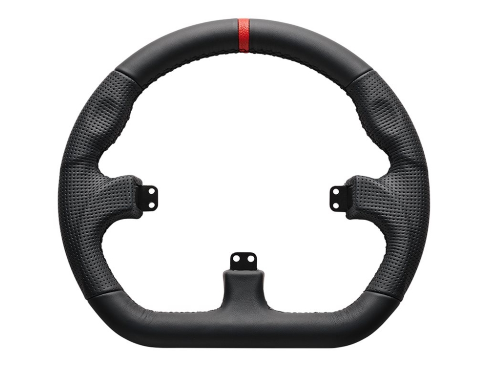 Asetek - Ratpåsætning for rat-spilcontroller - closed D, leather - sort, rød - for SimSports SimSports Forte S-Series