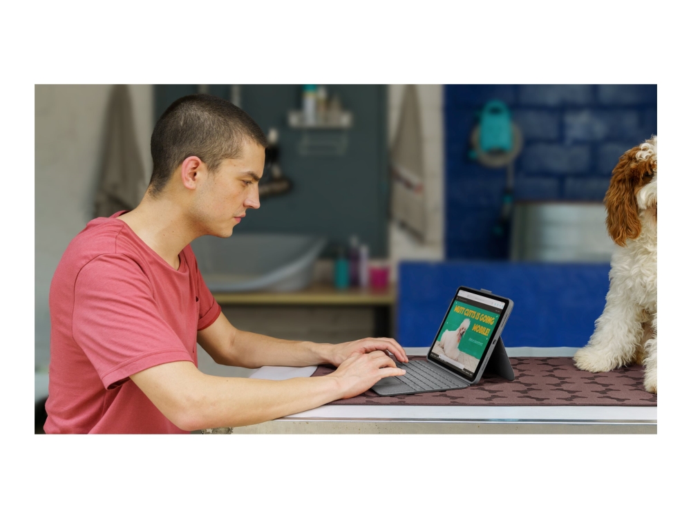 Logitech Combo Touch - Tastatur og folio-kasse - med trackpad - bagbelyst - Apple Smart connector - AZERTY - fransk - oxford-grå - for Apple 10.9-inch iPad (10. generation)