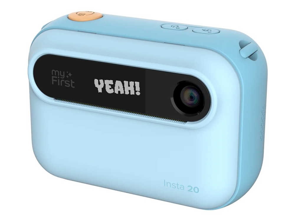myFirst Camera Insta 20 - instant-kamera til børn med printer og labeludskrivning, 3 Full HD IPS-skærm og 16 MP dobbeltlinse (blå)