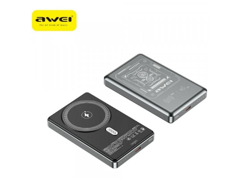 Powerbank Awei Pa-31 10000Mah Induktiv Magsafe Grau