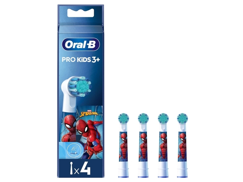 Oral-B Kids Pro Kids3+, 4 styck, Multifärg, Vit, Spider-Man, 3 År, Blåsa | Hälsa - Tandvård - Tandborsthuvuden | GameStuff