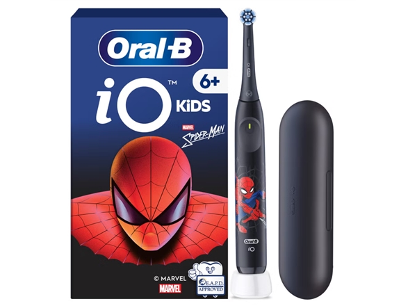 Oral-B Io Kids Spiderman, Barn, Roterende Tandbørste, Daglig Pleje, Sensitiv, Super Sensitive, Sort, 2 Min, Sort