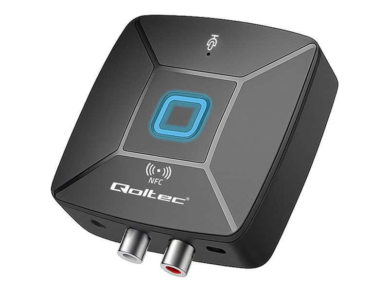 Qoltec Wireless Audio Transmitter HiFi Receiver Home&amp Car| Bluetooth 6.0 | NFC | 2 x RCA | 1 x AUX MiniJack 3.5mm| Microphoneas