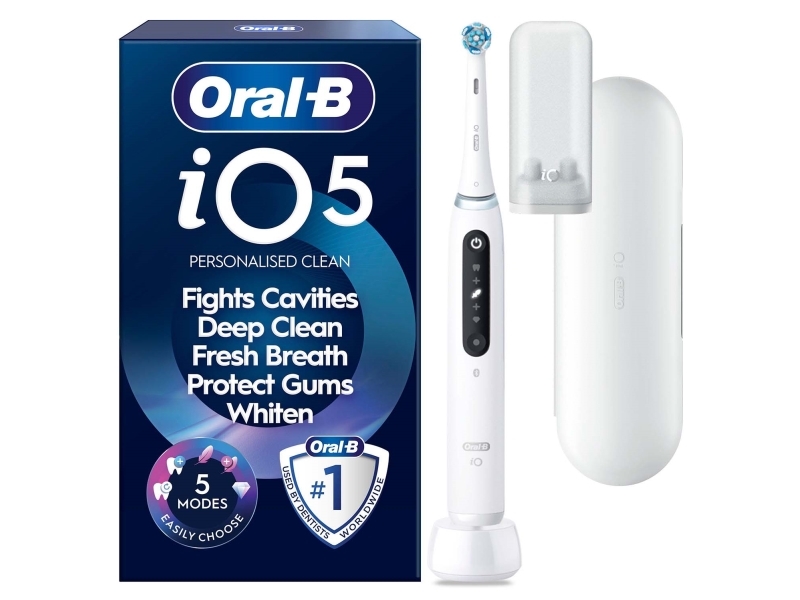 Oral-B Io5 Elektrisk Tandbørste, Hvid + Rejseske