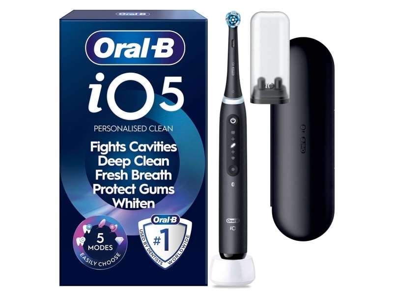 Oral-B Io5 Elektrische Zahnbürste, Schwarz + Reiseetui