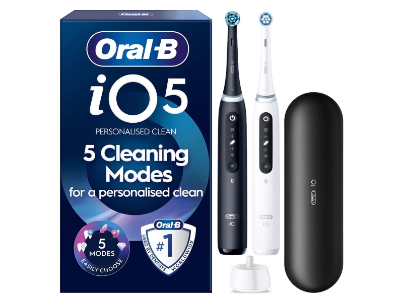 Oral-B Io5 Elektrisk Tandbørste, Sort/Hvid + Rejseetui