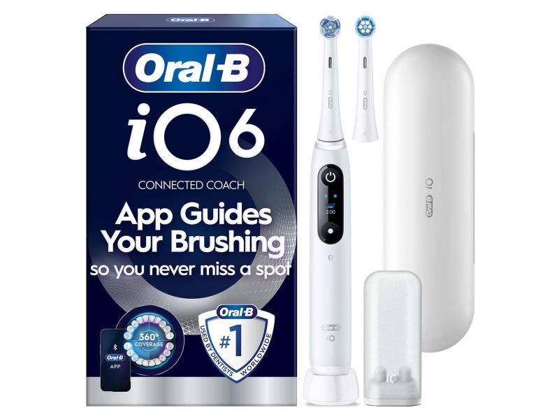 Oral-B Io6 Elektrozahnbürste, Weiß + Reiseetui