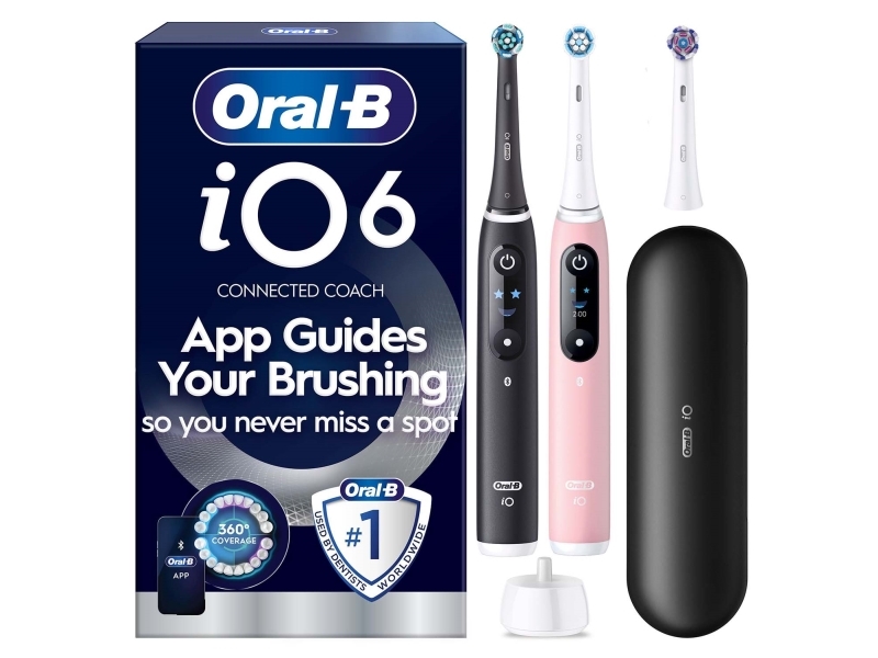 Oral-B Io6 Elektrische Zahnbürste, Schwarz Und Pink + Reiseetui