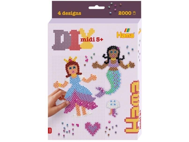 Hama Midi Perler - Diy Prinsese Og Havfrue Sæt Inkl. 2.000 Perler - 3453