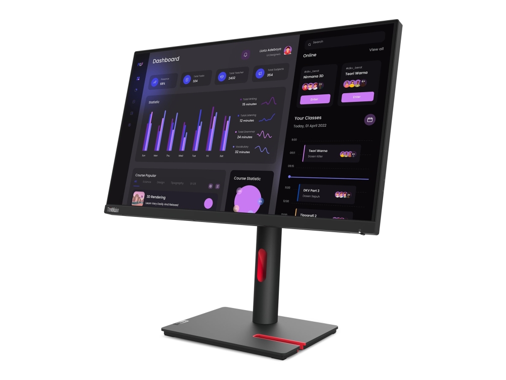 Lenovo ThinkVision T24i-30 - LED-skärm - 23.8 - 1920 x 1080 Full HD (1080p) @ 60 Hz - IPS - 250 cd/m² - 1000:1 - 4 ms - HDMI, VGA, DisplayPort - korpsvart - Campus - för ThinkPad P15 Gen 2 20YQ