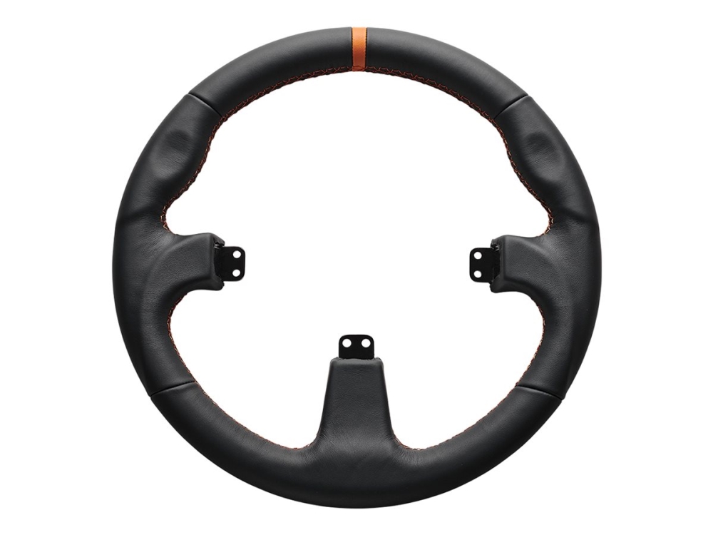 Asetek - Ratpåsætning for rat-spilcontroller - round, leather - sort, orange - for SimSports SimSports Forte S-Series