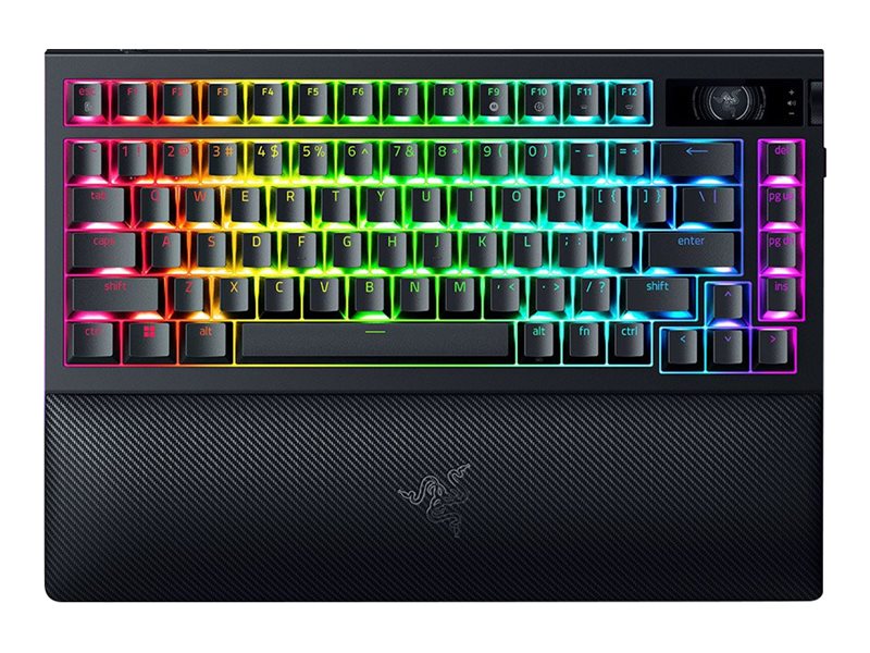Razer Blackwidow V4 Pro - Tastatur - 75% - Med Oled Display, Roterende Krypterer - Backlit - Trådløs - Usb-C, 2.4 Ghz, Bluetooth 5.1 - Qwerty - Usa
