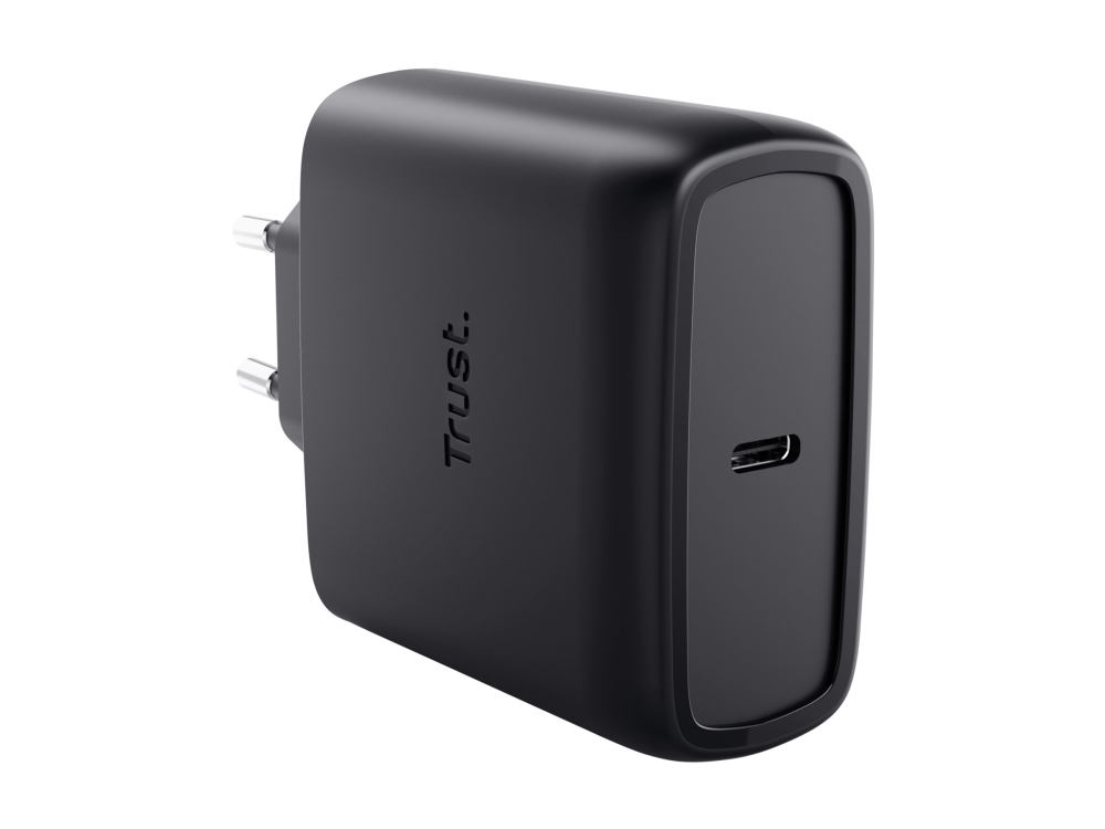 Trust Maxo - Strømforsyningsadapter - Gan - 65 Watt - Power Delivery 3.0 + Pps (Usb-C) - På Kabel: Usb-C - Sort