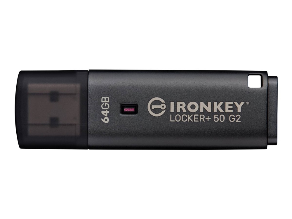 Kingston Technology Ironkey 64Gb Locker Plus 50 G2, Fips 197, Aes-256, 64 Gb, Usb Typ-A, 3.2 Gen 1 (3.1 Gen 1), 145 Mb/S, Kappe, Schwarz