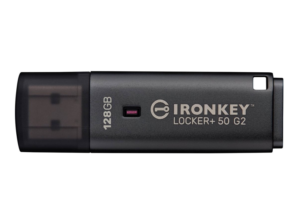 Kingston Technology Ironkey 128Gb Locker Plus 50 G2, Fips 197, Aes-256, 128 Gb, Usb Typ-A, 3.2 Gen 1 (3.1 Gen 1), 145 Mb/S, Kappe, Schwarz