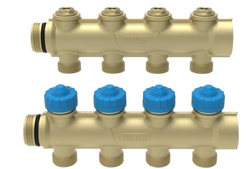 Wavin Comfina 3/4" gulvvarme fordelerrør, 4 kredse, 20 mm pex koblingssæt
