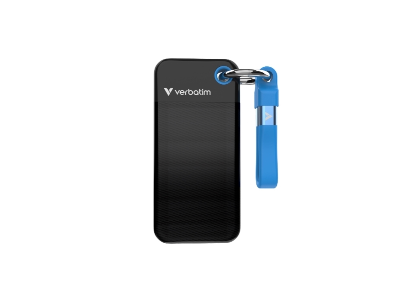 Verbatim Pocket Ssd Schlüsselanhänger Mit Kabelbefestigung - 128Gb Schwarz/Blau, 128 Gb, Usb Typ-C, 3.2 Gen 2 (3.1 Gen 2), 1000 Mb/S, 10 Gbit/S, Schw