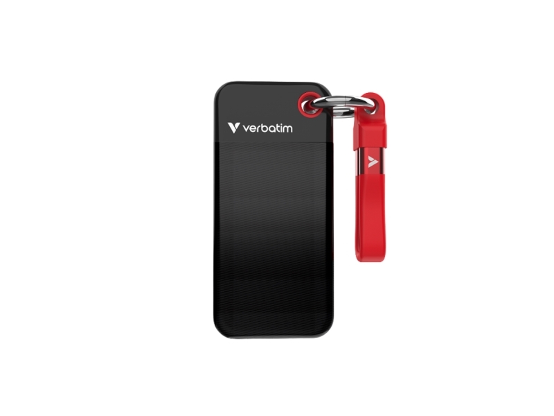 Verbatim Pocket Ssd 128 Gb Usb-C 3.2 Gen 2 Externe Festplatte, Schwarz-Rot, 32434