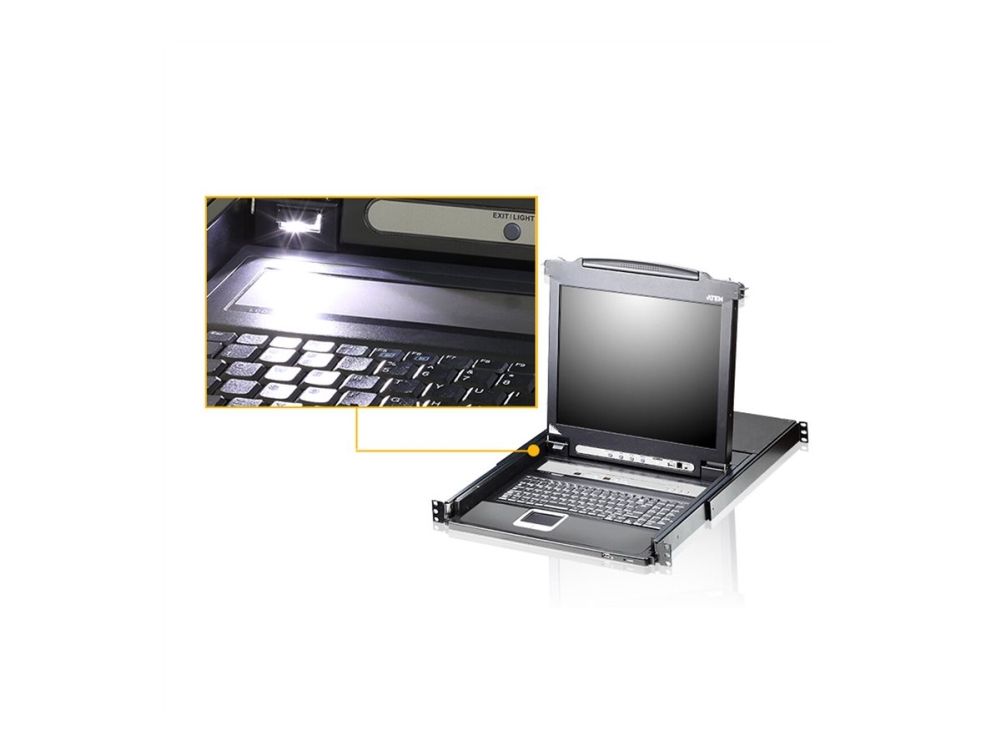 Aten Slideaway Cl5708mw - Kvm-Konsol Med Kvm Switch - 8 Porte - Ps/2, Usb - German Qwertz - 17" - Rackversion - 1280 X 1024 @ 75 Hz - 250 Cd/M² - 100