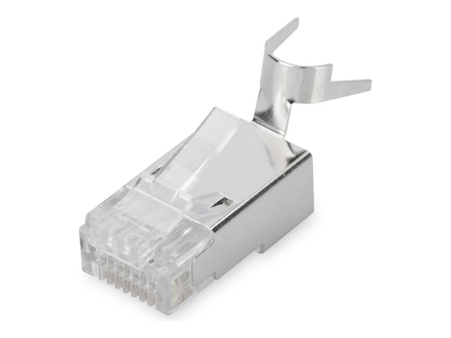 Digitus Cat 6A Modularstecker Für Rundkabel, Geschirmt, 100 Stk., Rj-45, Silber, Stecker, Gerade, Polycarbonat (Pc), Cat6a