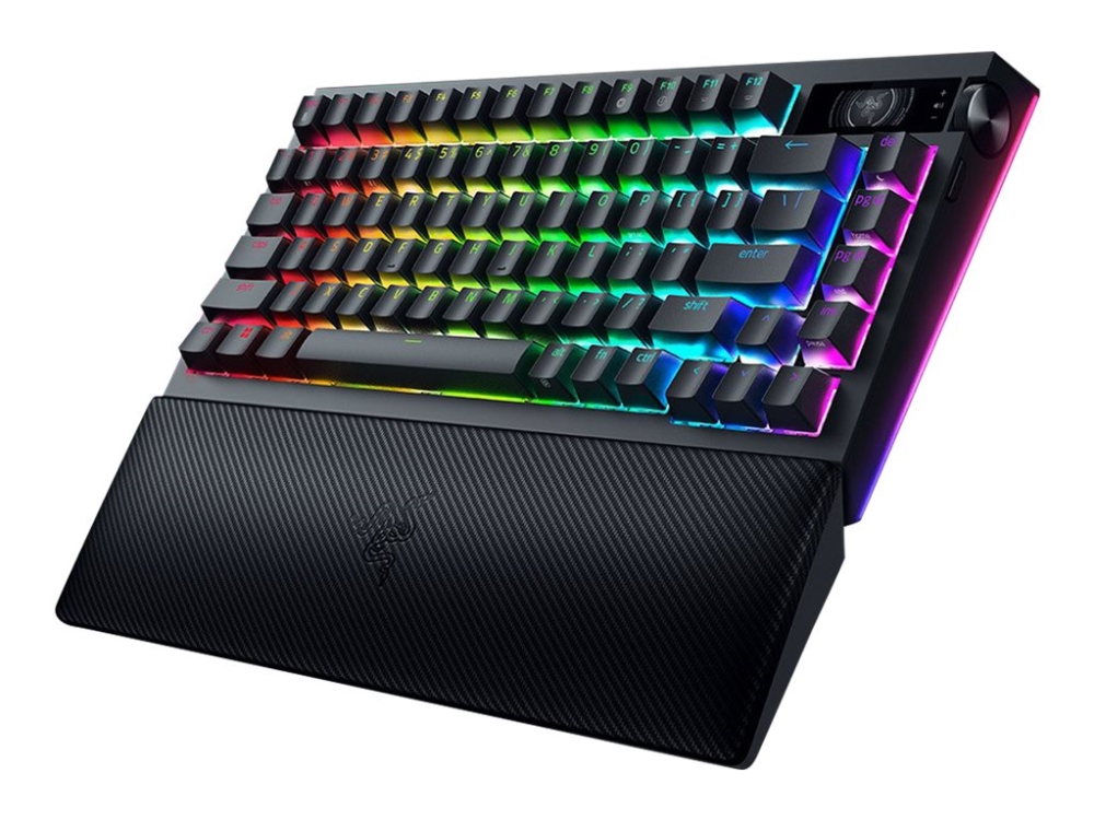 Razer Blackwidow V4 Pro - Tastatur - 75% - Med Oled Display, Command Dial - Backlit - Trådløs - Usb-C, 2.4 Ghz, Bluetooth 5.1 - Qwerty - Us Internati