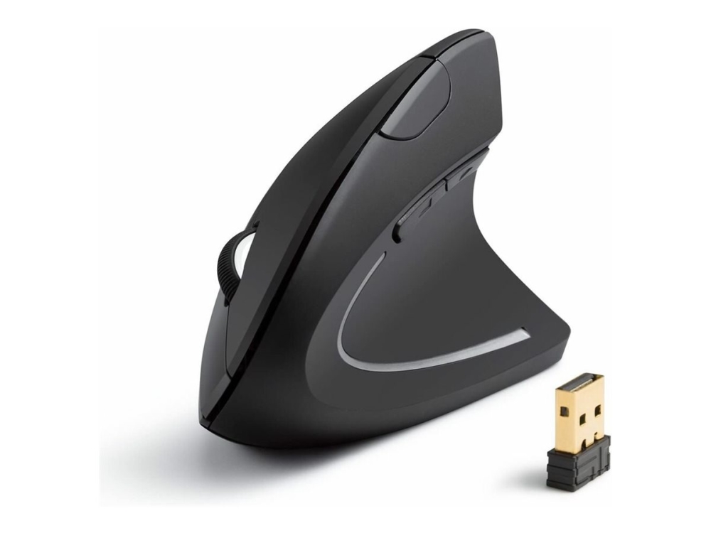 Anker Vertical Ergonomic - Vertikal Mus - Optisk - 5 Knapper - Trådløs - 2,4 Ghz - Trådløs Modtager (Usb) - Sort