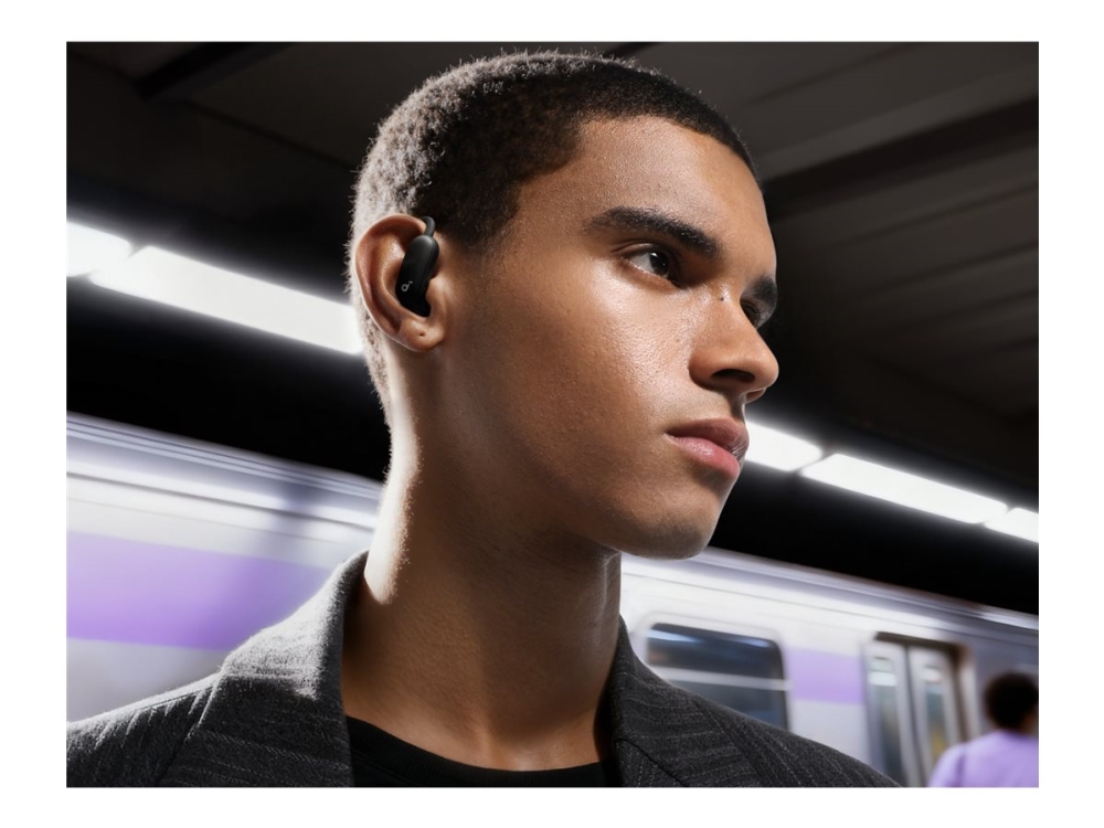 Soundcore Aerofit 2 Pro - Ægte Trådløse Øretelefoner Med Mik. - Åbent Øre - Over Øret-Montering - Bluetooth - Aktiv Støjfjerning - Mat Sort