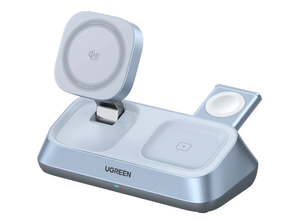 Ugreen Magflow - Trådløs Opladningsstander - 3-I-1, Magnetisk - 25 Watt - Pd 3.0, Pd 2.0, Qc 2.0, Usb Bc 1.2, Apple Fast Charge, Afc - 4 Output-Stikf