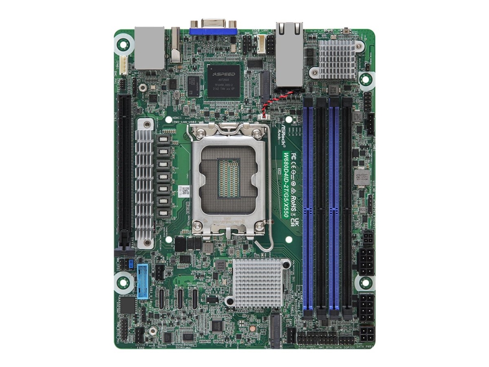 Asrock W680d4id-2T/G5/X550, Intel, Lga 1700, Intel Core I3, Intel Core I5, Intel Core I7, Intel Core I9, Lga 1700, Ddr5-Sdram, 48 Gb