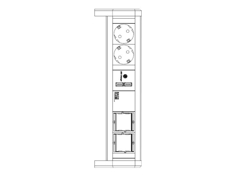 Bachmann Desk 1 - Stikkontakt - Vekselstrøm 250 V - Indgang, Indgang Gst18i3 - Udgangstilslutninger: 2 (2 X Usb, 2 X Cee 7/3) - 1,0 M Ledning - Sort,