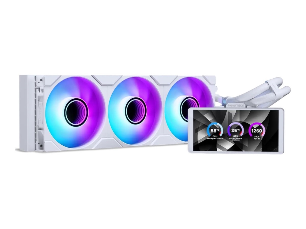 Phanteks Glacier One 360M25 LCD - Kylsystem med vätska till processorn - Elementstorlek: 360 mm - (för: LGA115x Socket, LGA1200, LGA1700, LGA1851, AM4, AM5) - 120 mm - vit | Datorkomponenter - Vattenkylning | GameStuff