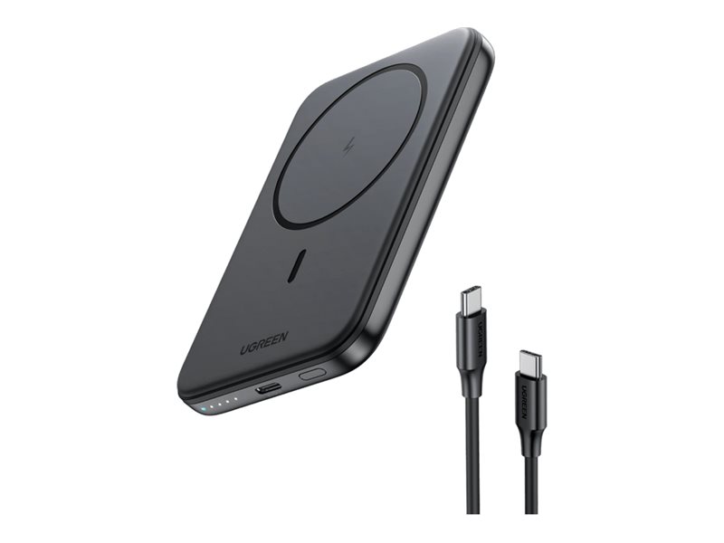 Ugreen - Trådløs power bank - magnetisk - Li-Ion - 10000 mAh - 37 Wh - 20 Watt - 3 A - PD 3.0 (USB-C) - sort