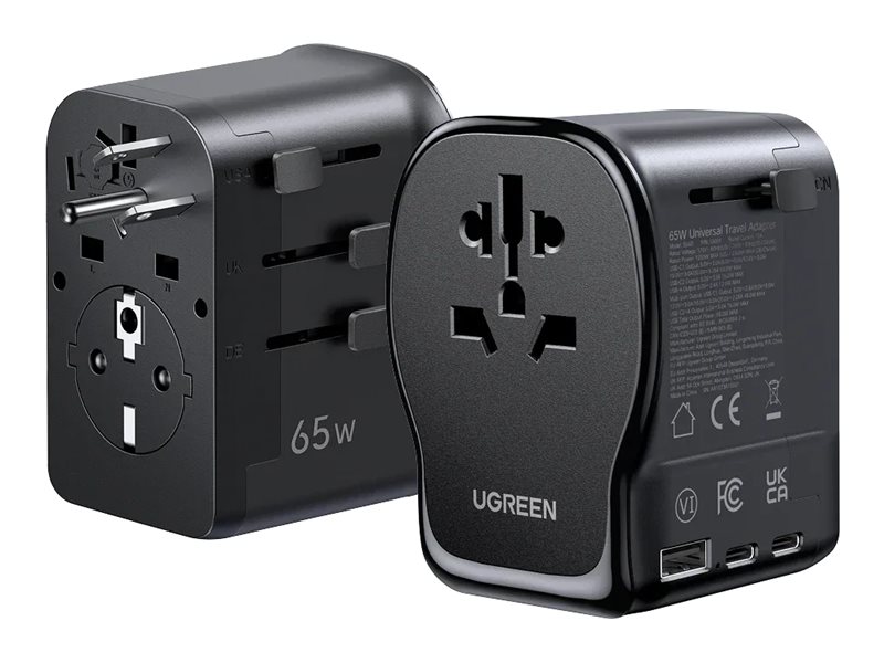 Ugreen - Strømforsyningsadapter - 65 Watt - 10 A - 4 Output-Stikforbindelser (2 X Usb-C, Usb, Ac-Stikforbindelse)