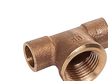 Tee 3/4 -22 mm - rørgevind muffe på gren - to loddemuffer
